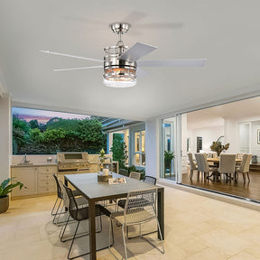 Modern Silver Ceiling Fan With Light And Remote -Lampsmodern