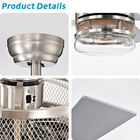 Modern Silver Ceiling Fan With Light And Remote -Lampsmodern