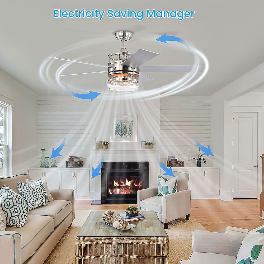 Modern Silver Ceiling Fan With Light And Remote -Lampsmodern