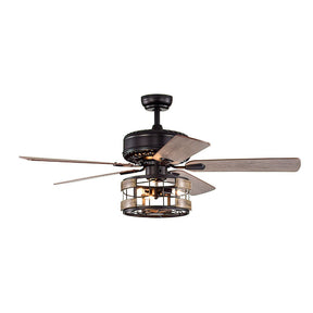 Retro Metal Bedroom Ceiling Fan With Light And Remote -Lampsmodern