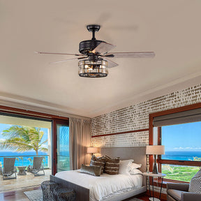 Retro Metal Bedroom Ceiling Fan With Light And Remote -Lampsmodern