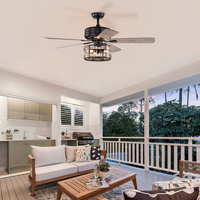 Retro Metal Bedroom Ceiling Fan With Light And Remote -Lampsmodern