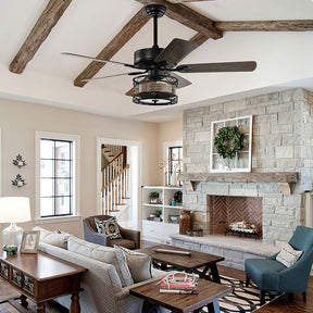 Modern Metal Black Ceiling Fan With Light And Remote -Lampsmodern