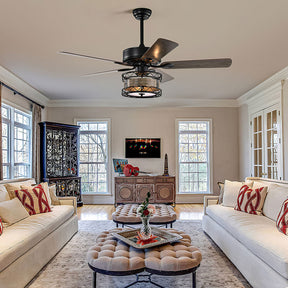 Modern Metal Black Ceiling Fan With Light And Remote -Lampsmodern