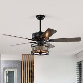 Modern Metal Black Ceiling Fan With Light And Remote -Lampsmodern