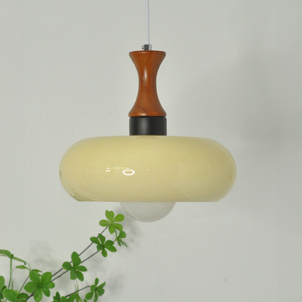 Medieval Walnut Glass Pendant Light