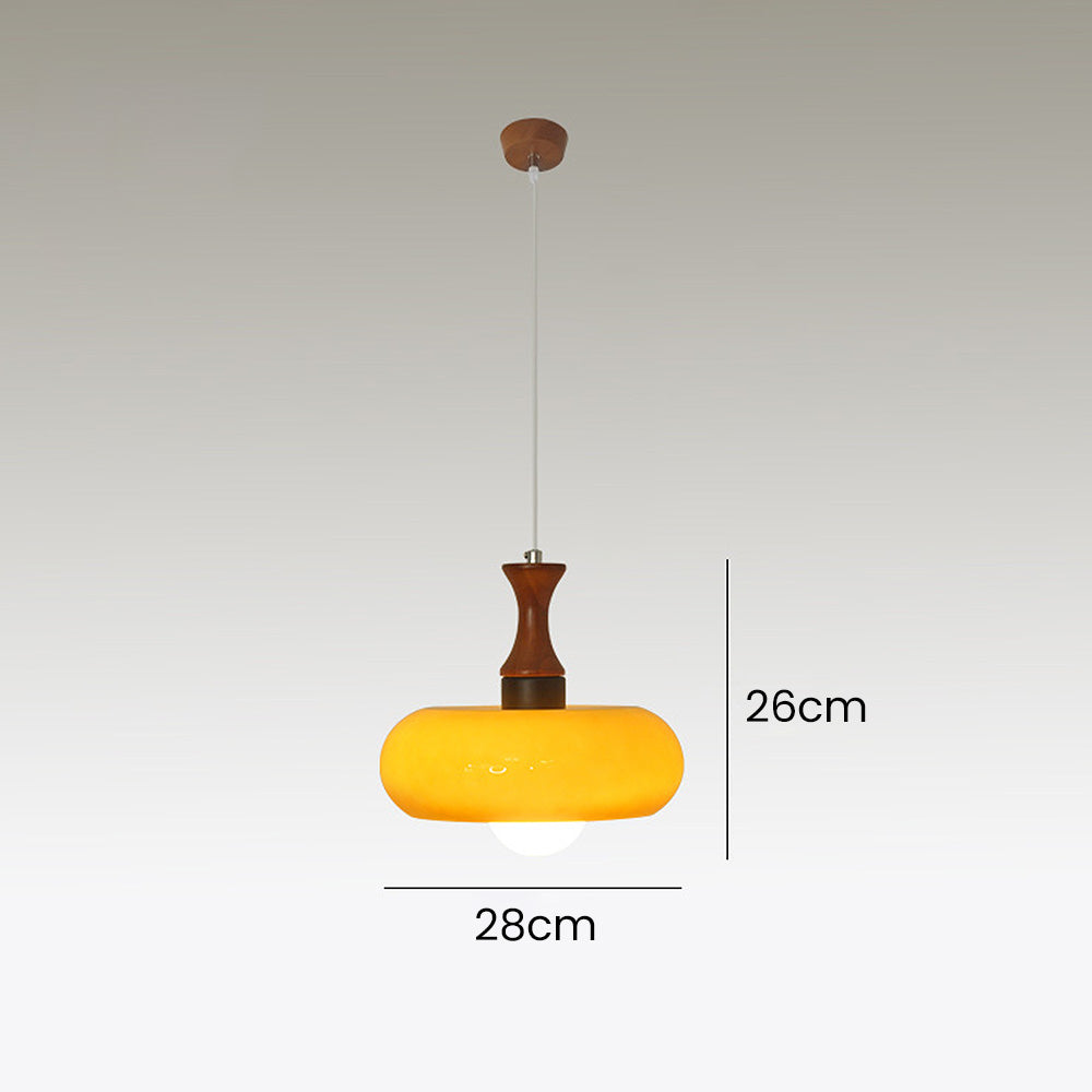 Medieval Walnut Glass Pendant Light