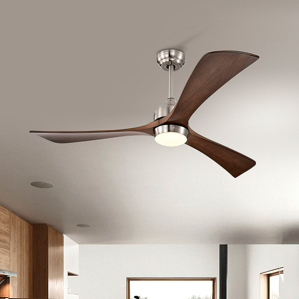 Simple Wooden Ceiling Fan With LED Light And Remote