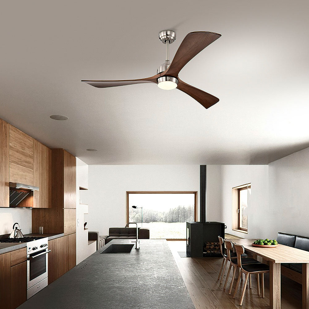 Simple Wooden Ceiling Fan With LED Light And Remote