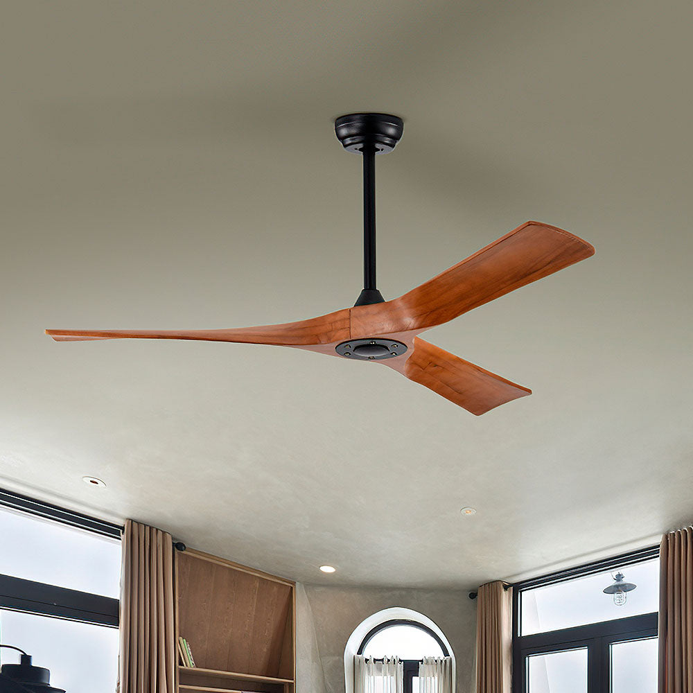 Simplistic Wood Ceiling Fan With No Light