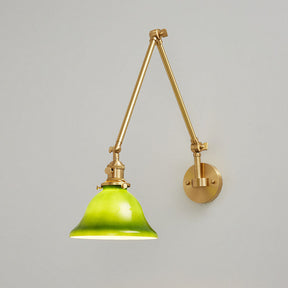 Vintage Swing Arm Adjustable Green Glass Wall Light -Lampsmodern