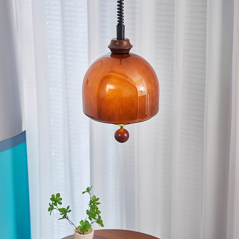 Vintage Amber Glass Lantern LED Pendant Light -Lampsmodern