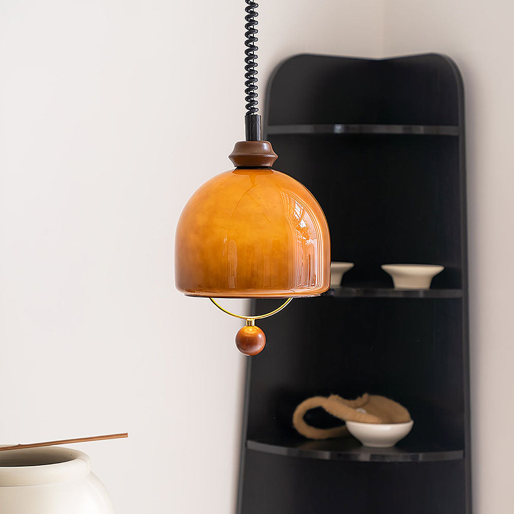Vintage Amber Glass Lantern LED Pendant Light -Lampsmodern