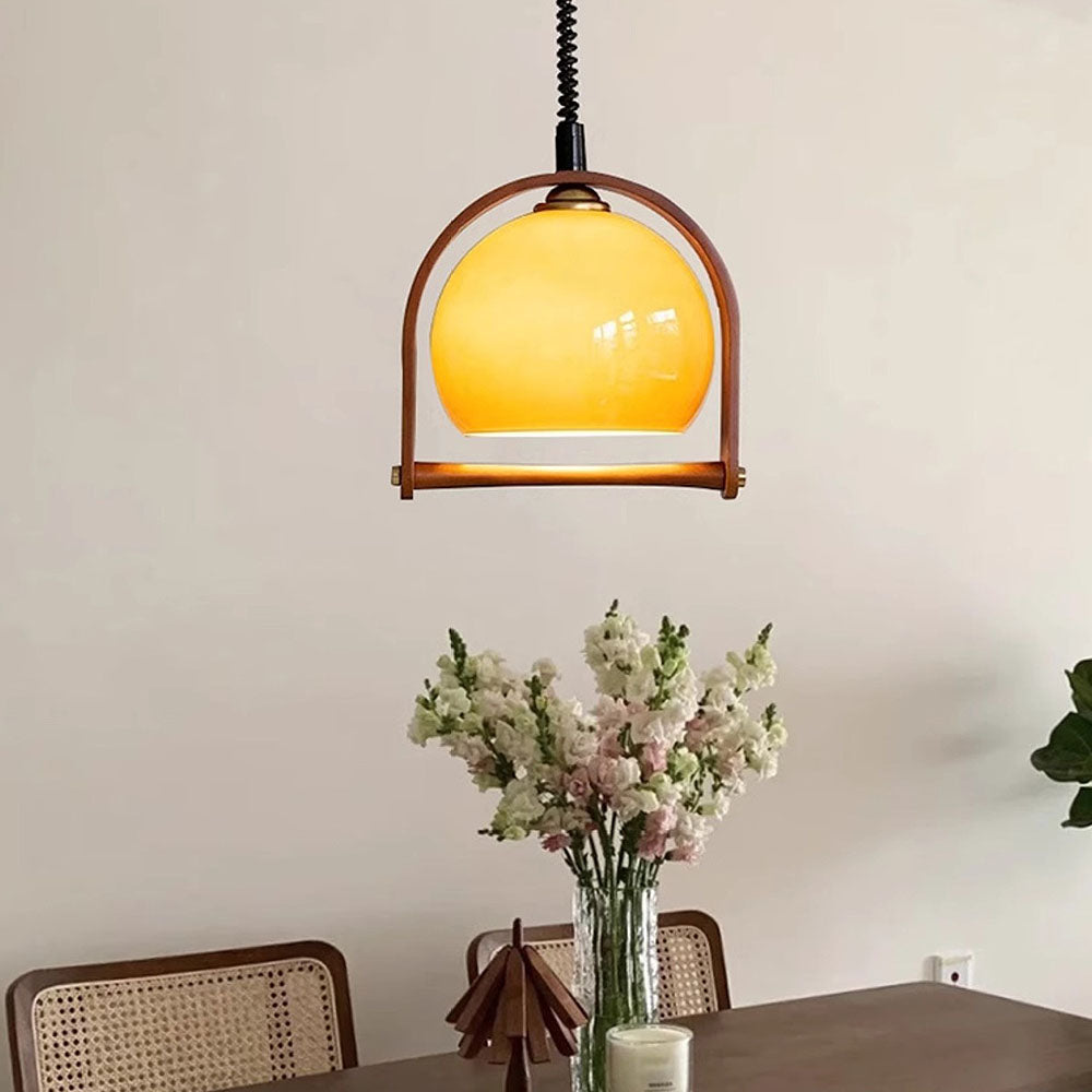 Vintage Bauhaus Orange Wood Pendant Lights -Lampsmodern