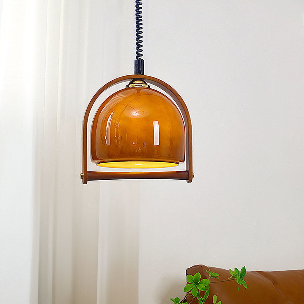 Vintage Bauhaus Orange Wood Pendant Lights -Lampsmodern