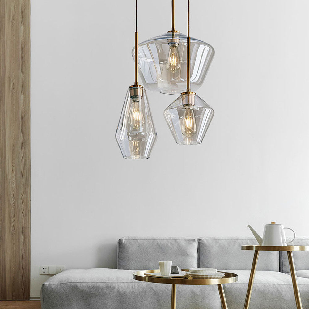Industrial Clear Glass Shade Rod Pendant Light -Lampsmodern