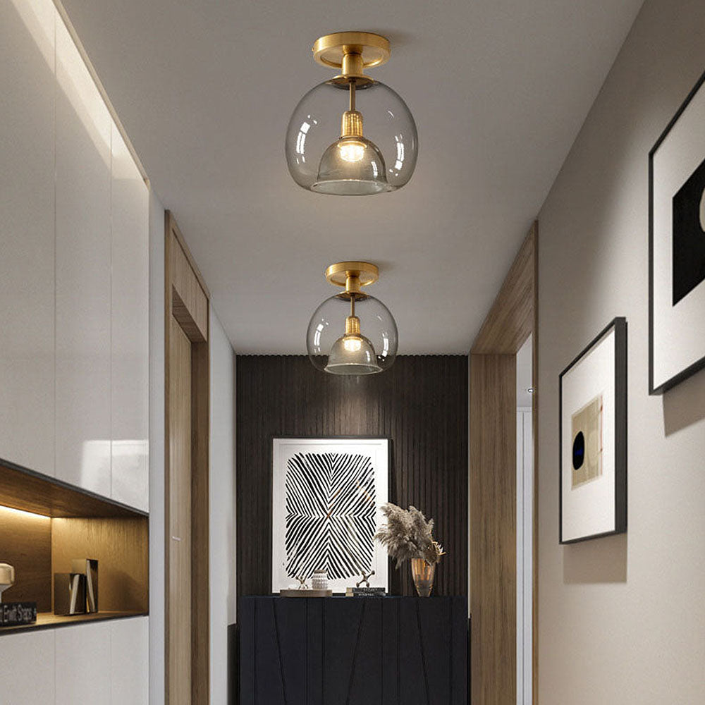 Modern Glass Hallway Grey Ceiling Light