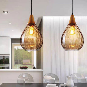 Retro Teardrop Glass Dining Room Pendant Light