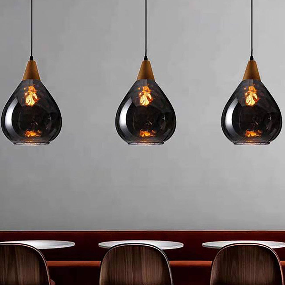 Retro Teardrop Glass Dining Room Pendant Light