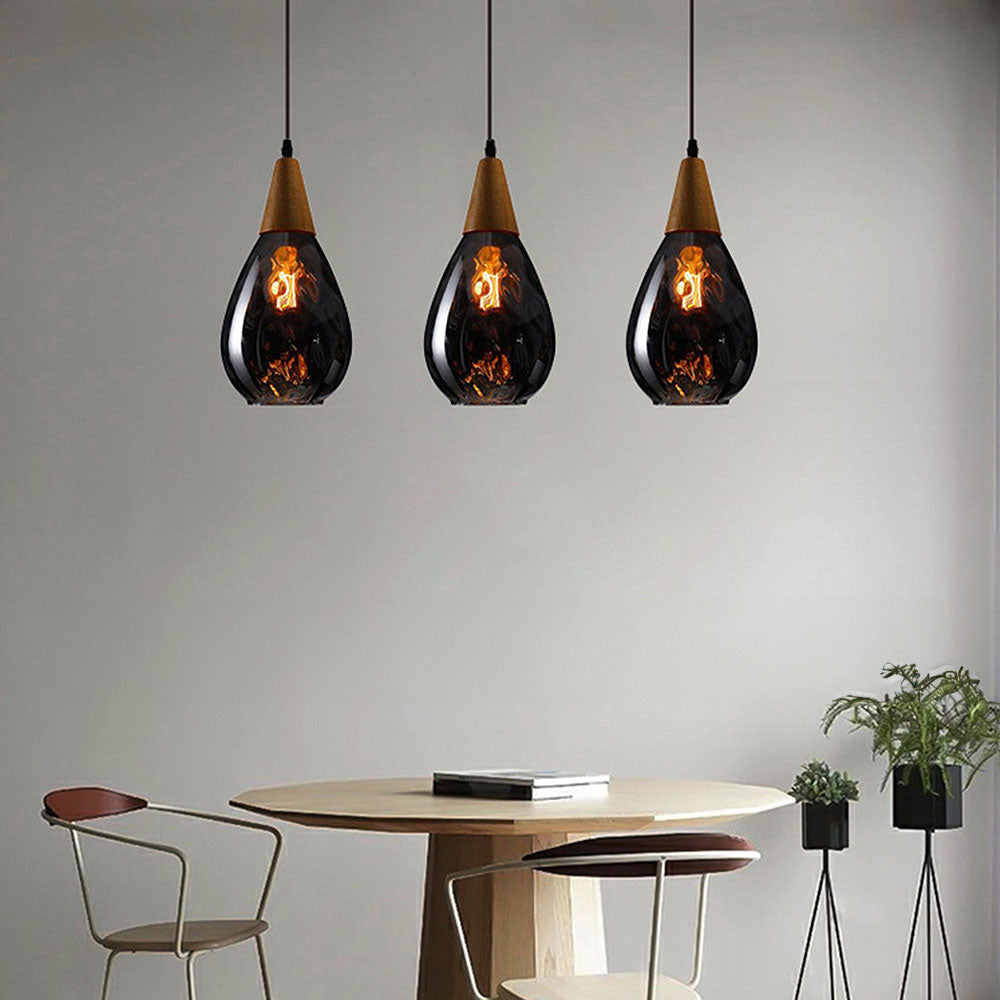 Retro Teardrop Glass Dining Room Pendant Light