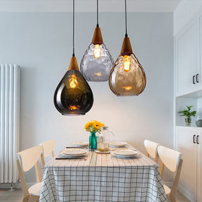 Retro Teardrop Glass Dining Room Pendant Light