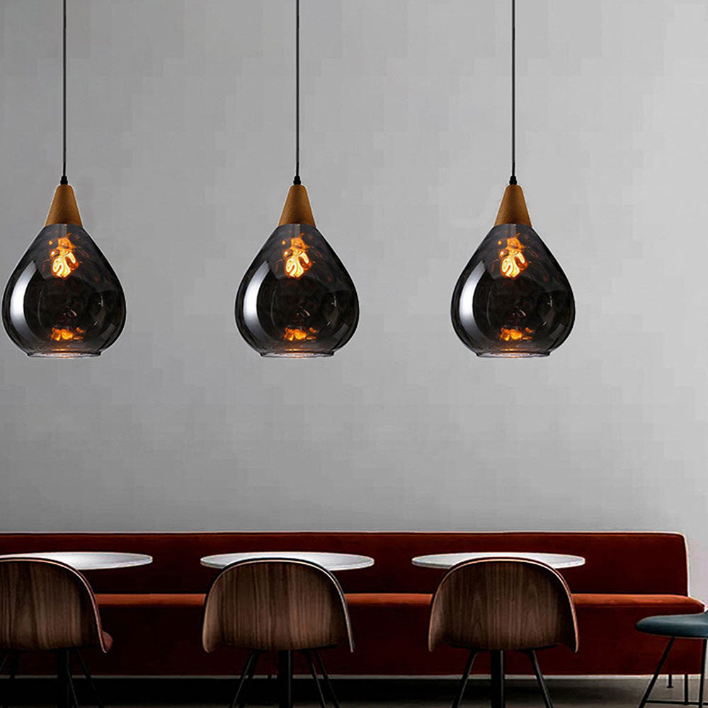 Retro Teardrop Glass Dining Room Pendant Light