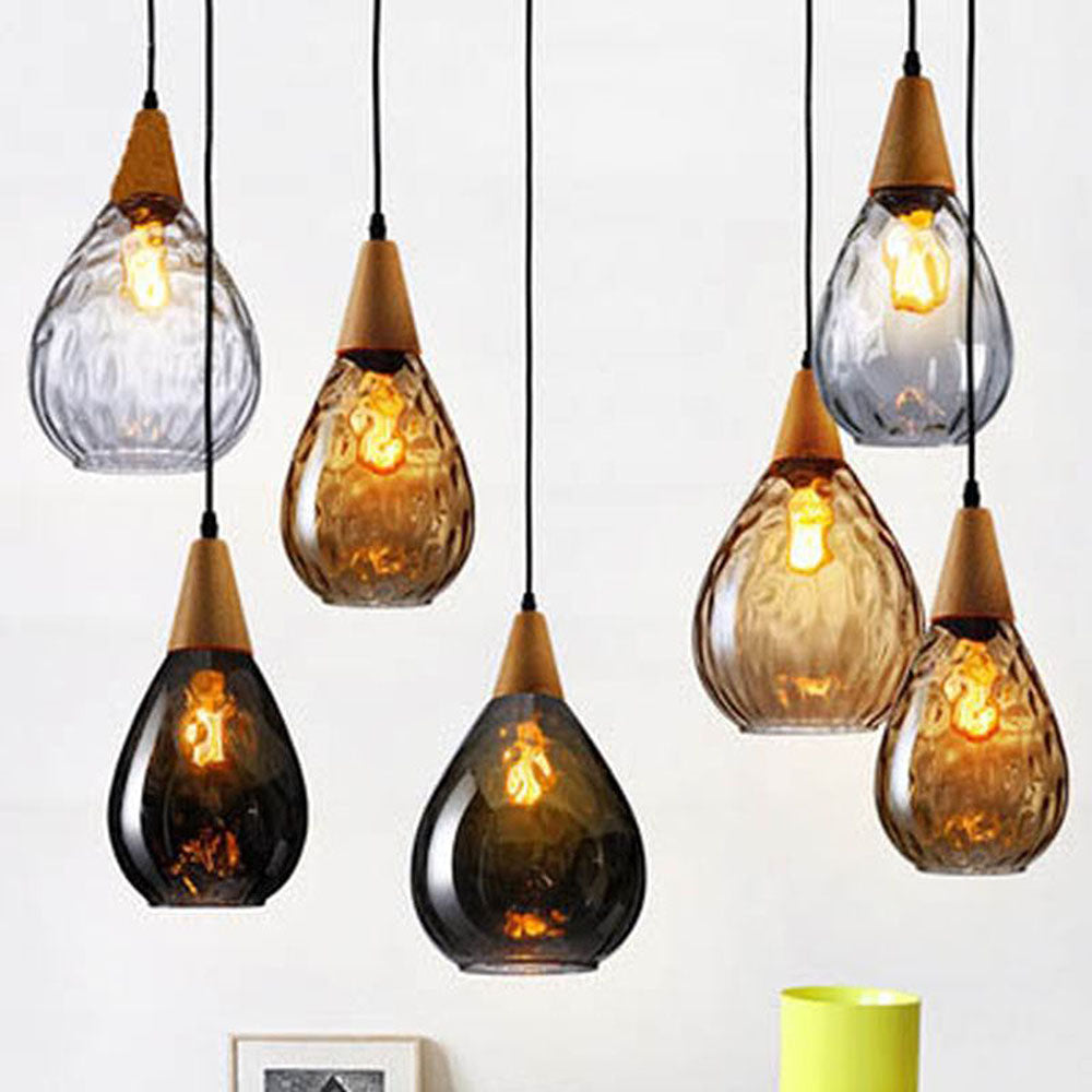 Retro Teardrop Glass Dining Room Pendant Light