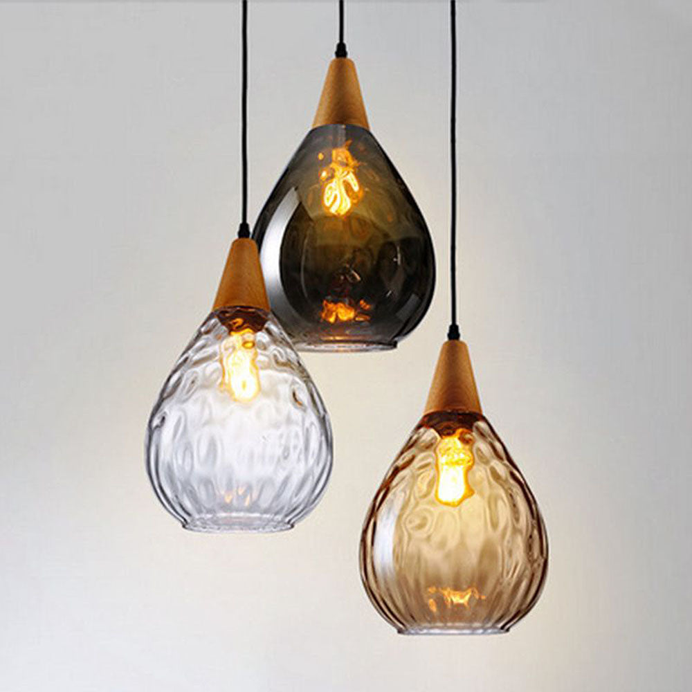 Retro Teardrop Glass Dining Room Pendant Light