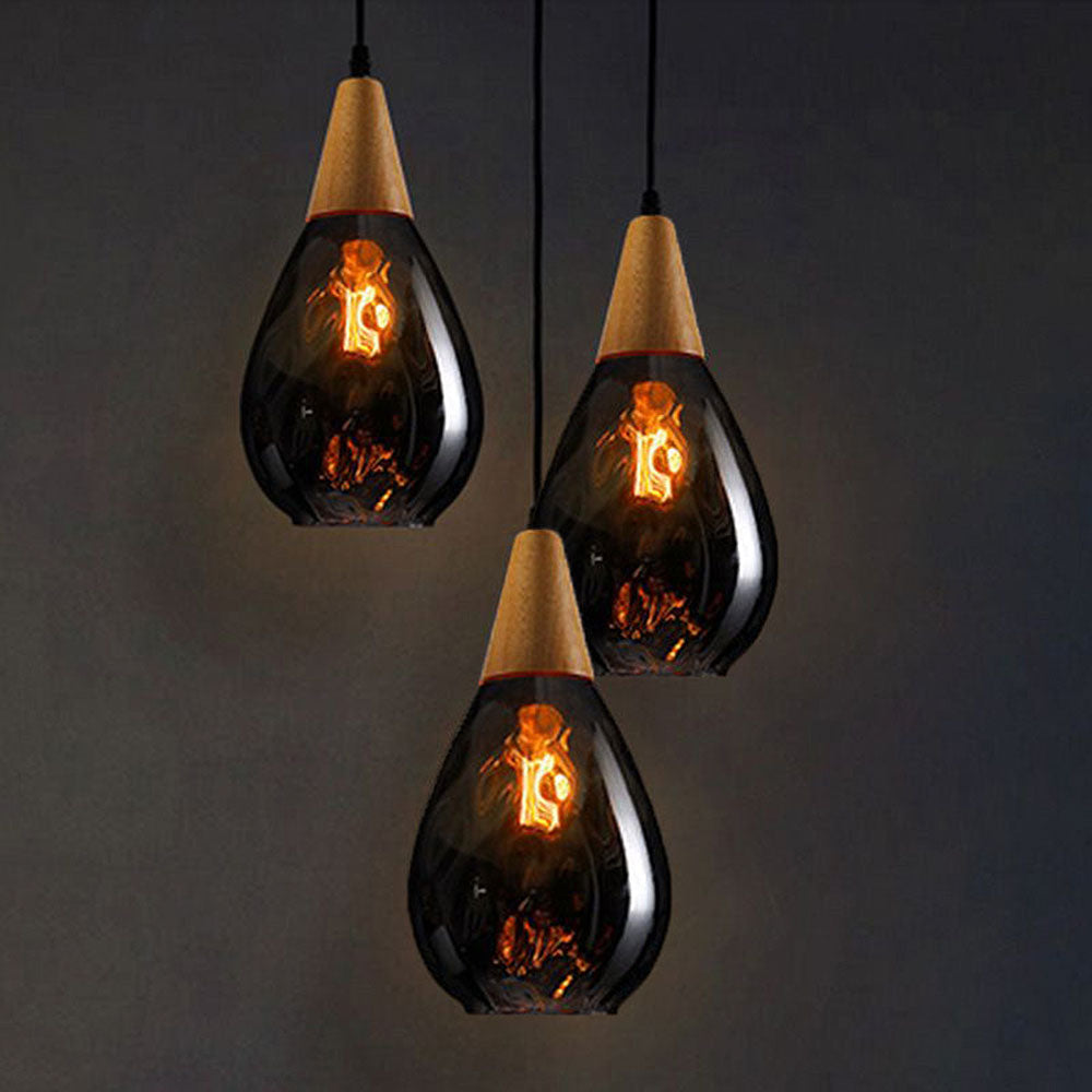 Retro Teardrop Glass Dining Room Pendant Light