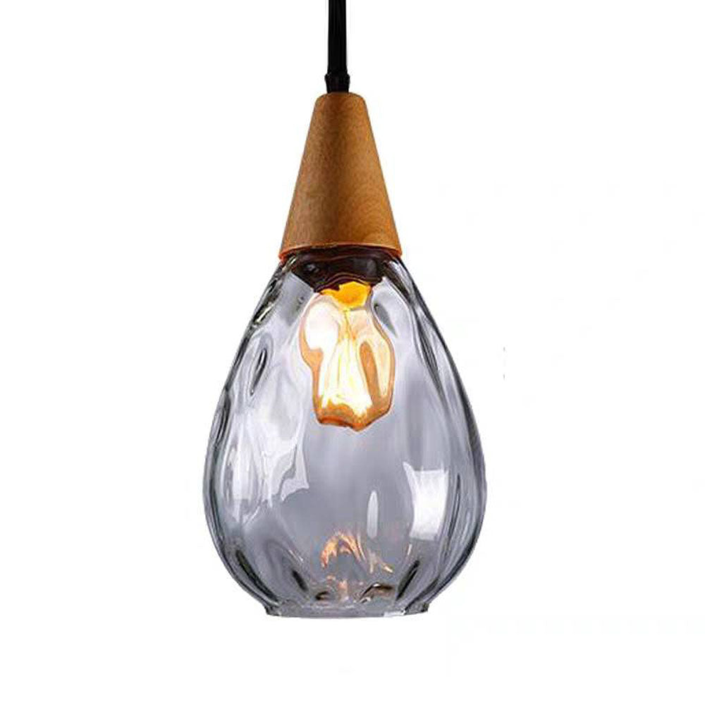 Retro Teardrop Glass Dining Room Pendant Light