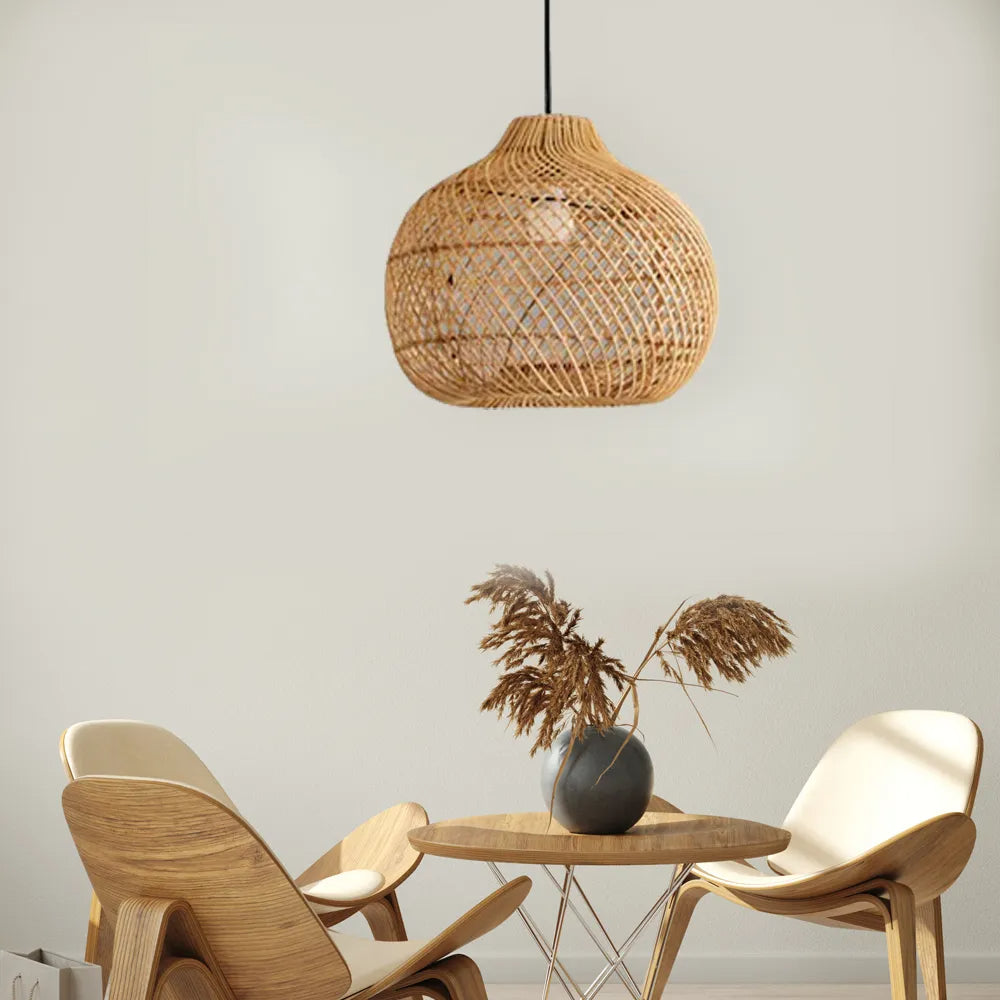 Handmade Wicker Basket Rattan Pendant Light