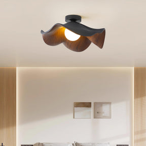 Nordic Wooden Lotus Resin Ceiling Light -Lampsmodern