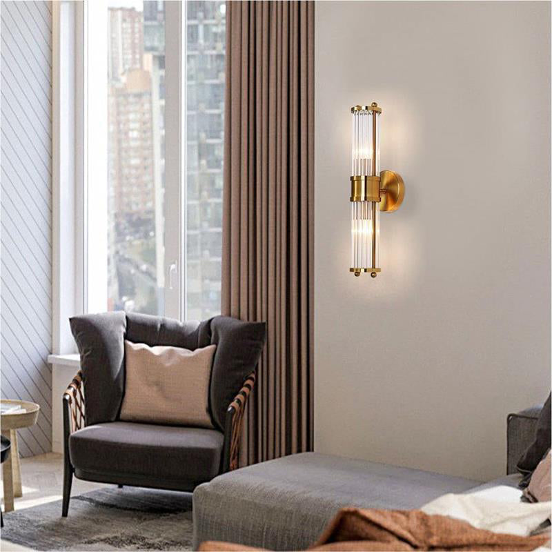 Modern Brass Gold Crystal Wall Sconce