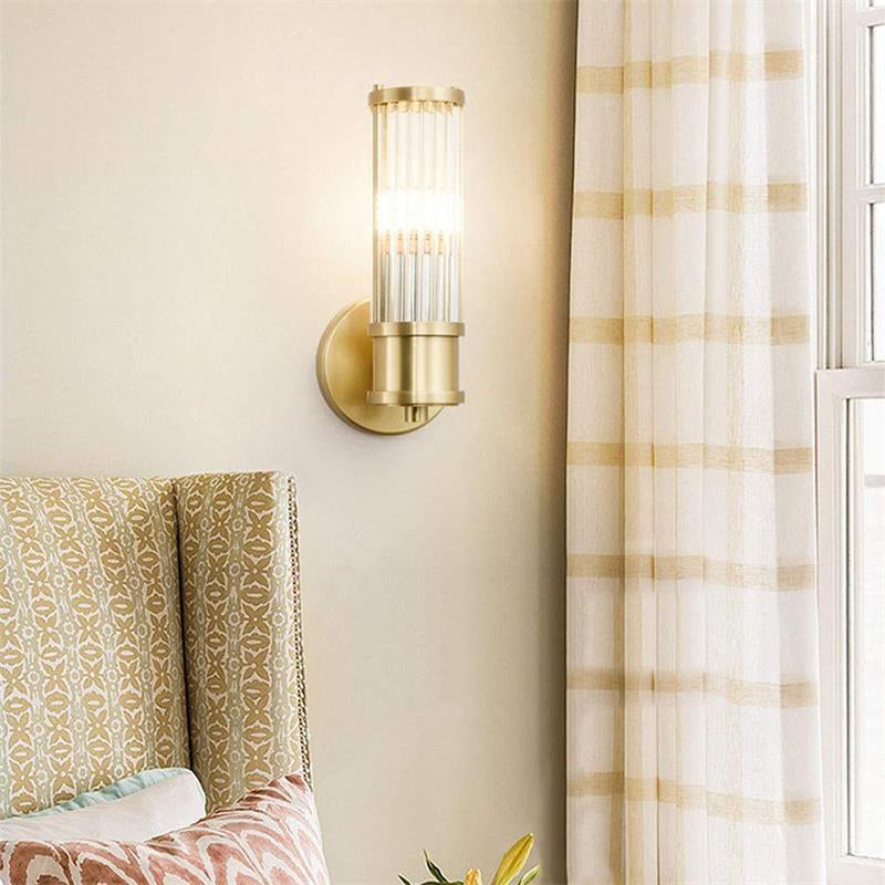 Modern Brass Gold Crystal Wall Sconce