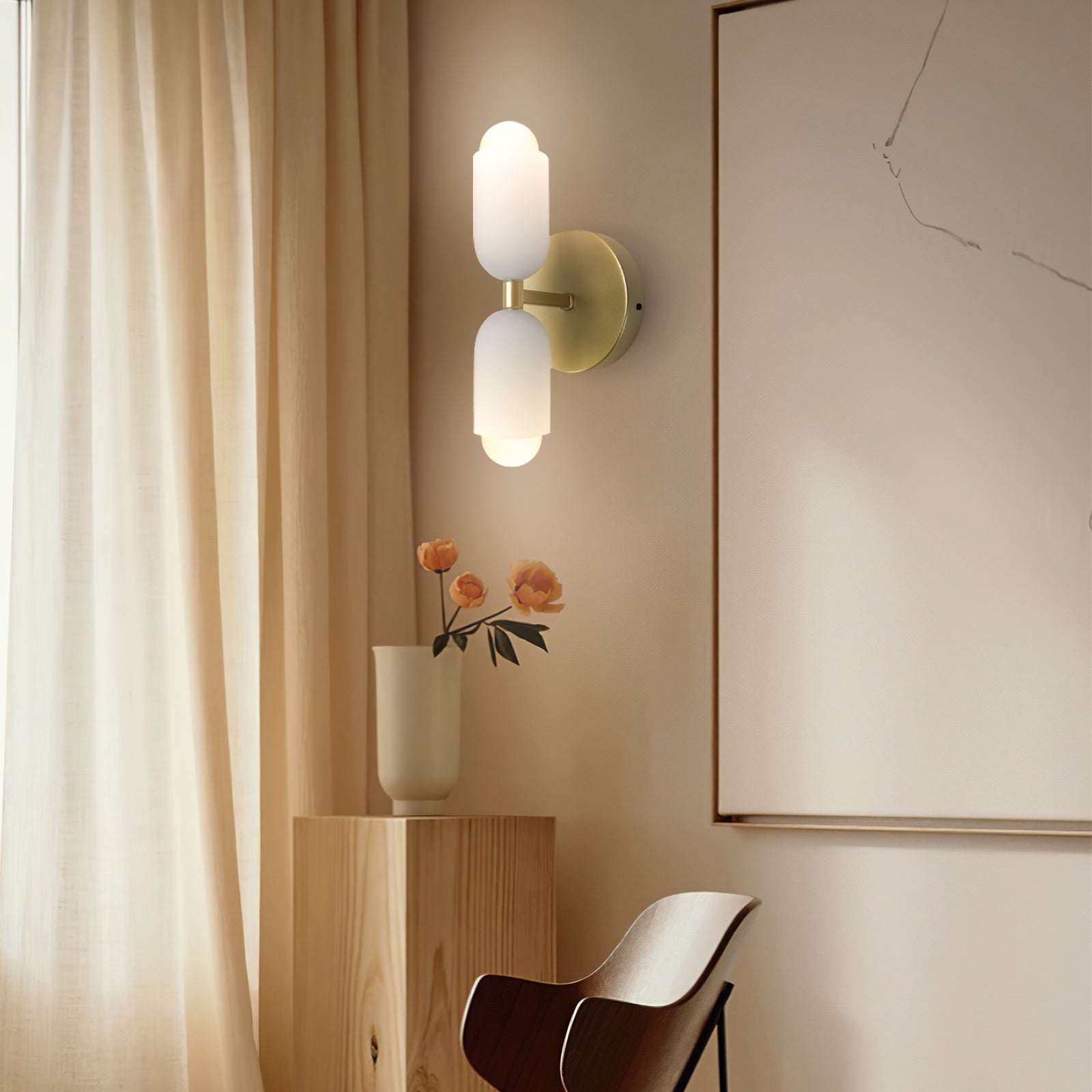 Modern Creamy Double Heads Wall Sconce