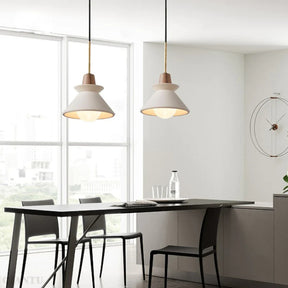 Modern White Concrete Cone Pendant Light