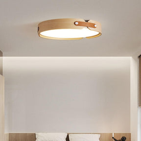 Retro Simple Round Wood Ceiling Lamp