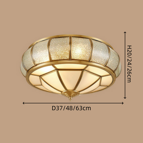 Mid-Century Gold Glass Drum Ceiling Light