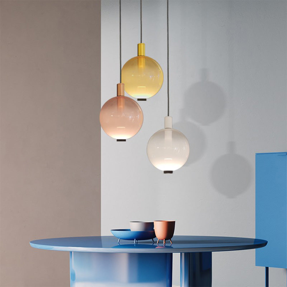 Modern Stained Glass Ball Shape Pendant Light
