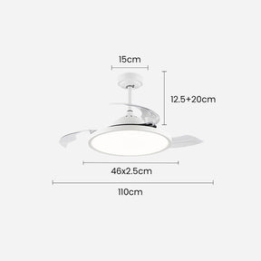 White Simple Flush Ceiling Fan With LED Lights