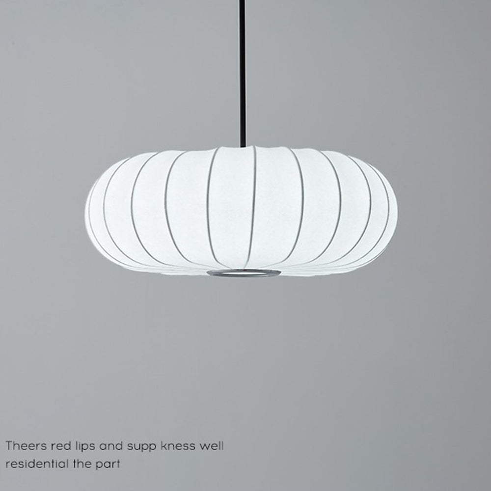 Pumpkin White Fabric Drum Pendant Light