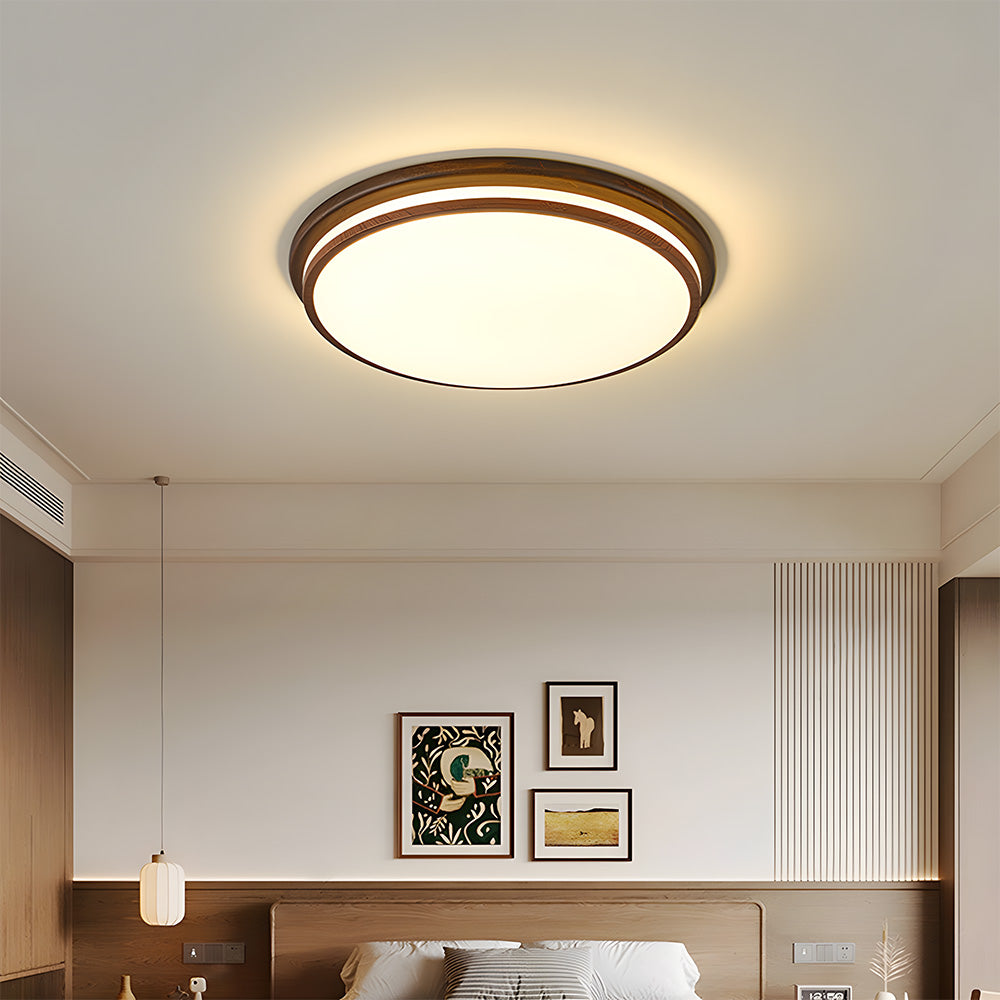 Walnut Color Simple LED Bedroom Ceiling Light