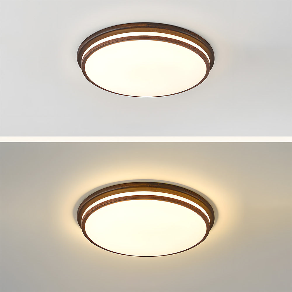 Walnut Color Simple LED Bedroom Ceiling Light