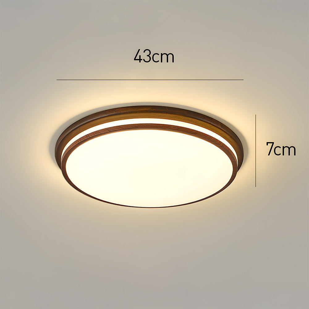 Walnut Color Simple LED Bedroom Ceiling Light