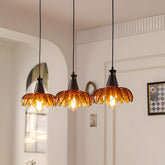 Retro Amber Blossom Glass Pendant Light