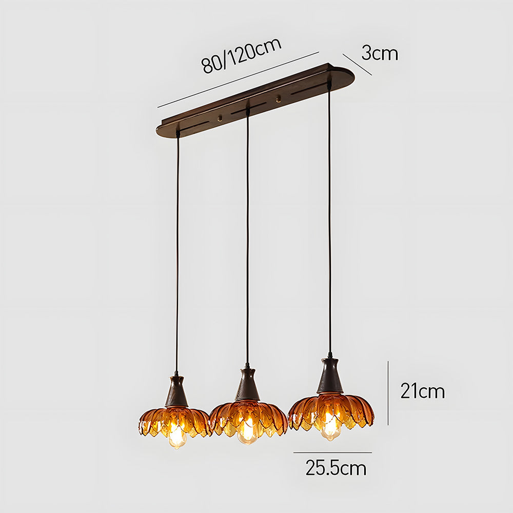 Retro Amber Blossom Glass Pendant Light