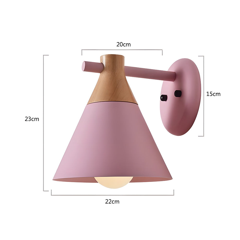 Creative multi-color cone wall light offering a fun, dynamic touch to your bedroom or living room.