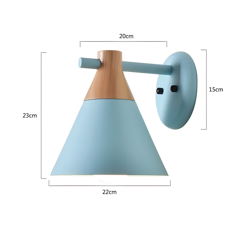 Colorful and creative cone wall light, ideal for bringing personality and warmth to your bedroom or living area.