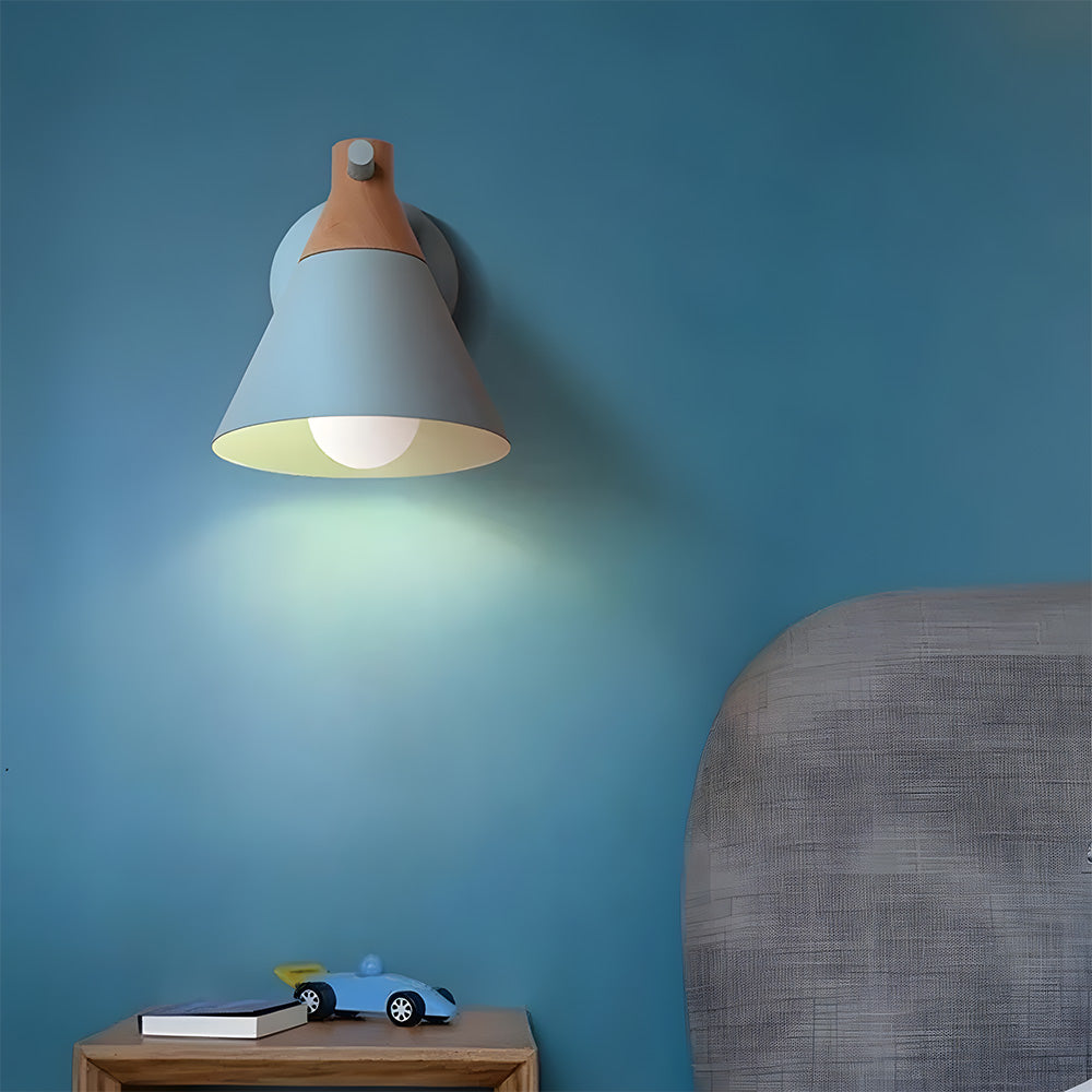 A dynamic cone-shaped wall light with a vibrant multi-color design, adding a bold statement to your home.