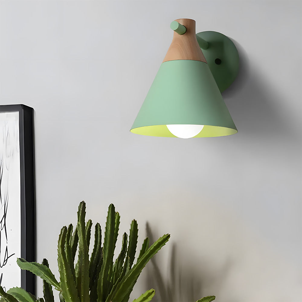 Contemporary multi-color cone wall light with a sleek, creative design, ideal for modern interiors.